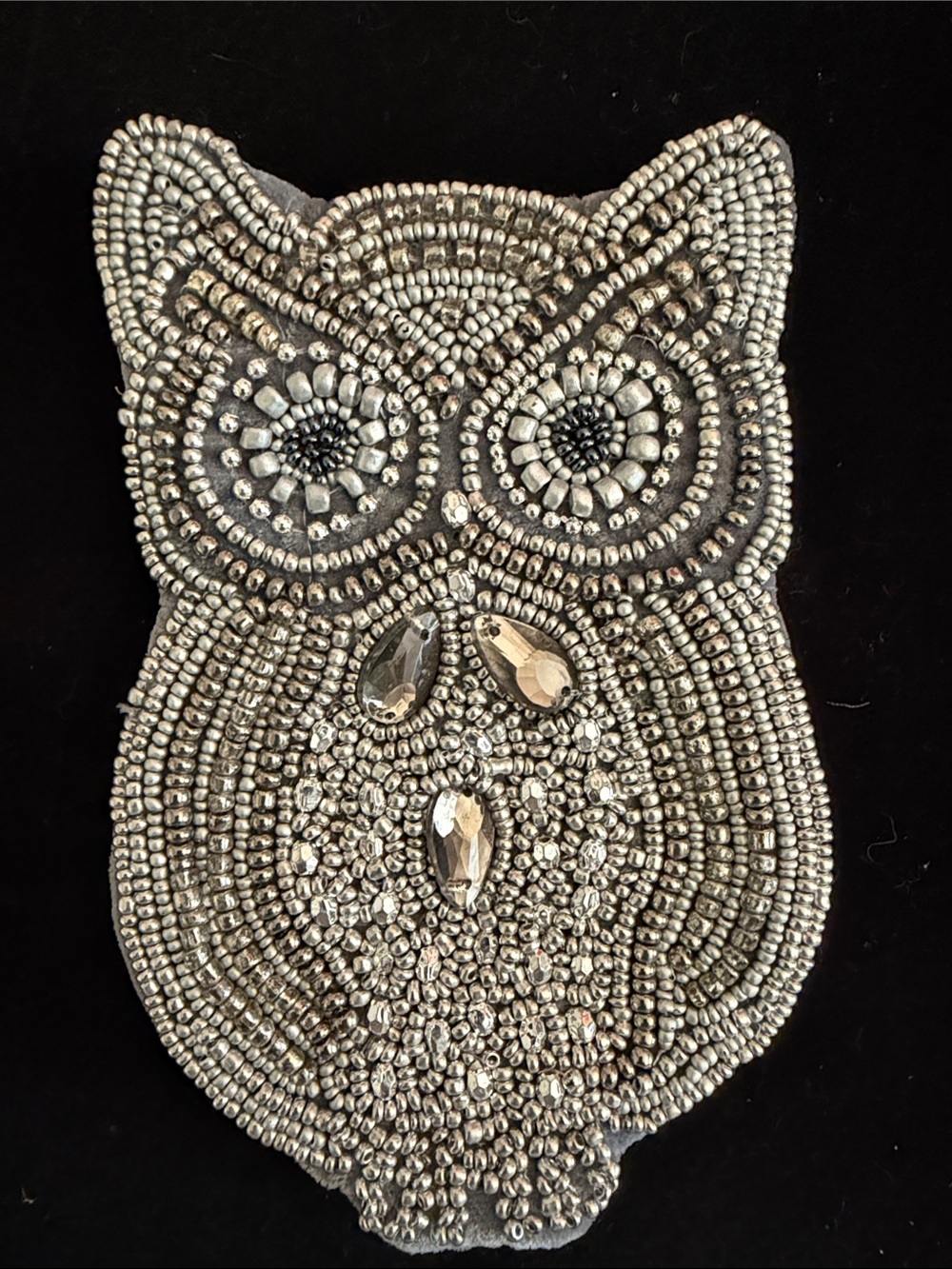 Beaded Silver Owl Coin Pouch